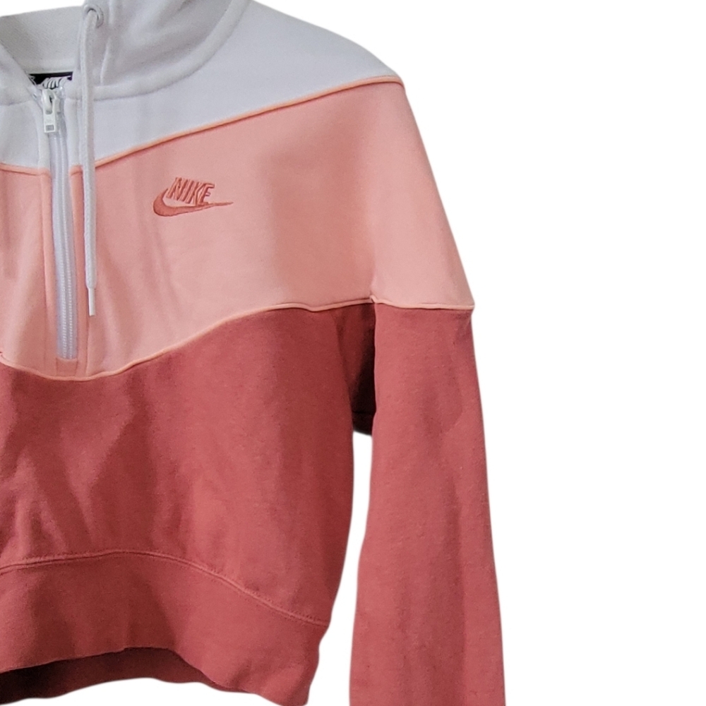 Nike Colorblock Crop Hoodie XS 1/4 Zip Athleisure Streetwear Y2K Sporty Retro - Picture 4 of 10